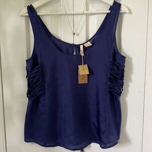 COVET NWT 100% Silk tank Ladder Sides in Marine Blue Size Medium